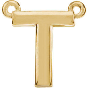 14k Yellow Gold Letter "T" Block Initial Necklace Center