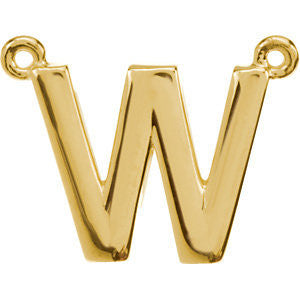 14k Yellow Gold Letter "W" Block Initial Necklace Center