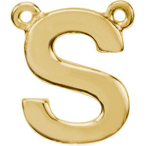 14k Yellow Gold Letter "S" Block Initial Necklace Center