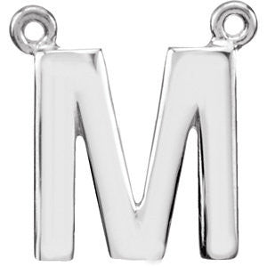 14k White Gold Letter "M" Block Initial Necklace Center