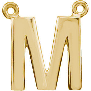 14k Yellow Gold Letter "M" Block Initial Necklace Center