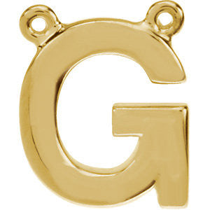 14k Yellow Gold Letter "G" Block Initial Necklace Center