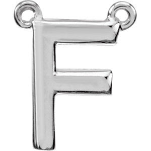 14k White Gold Letter "F" Block Initial Necklace Center