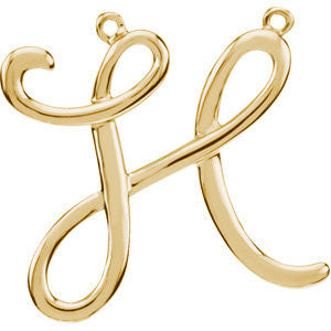 14k Yellow Gold "H" Script Initial