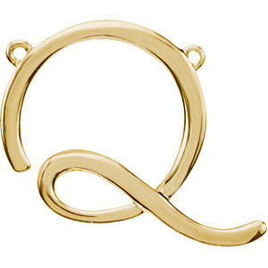 14k Yellow Gold "Q" Script Initial