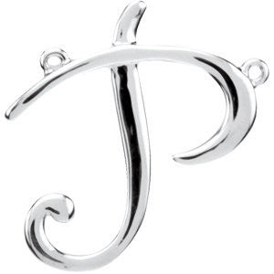 14k White Gold "P" Script Initial