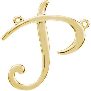 14k Yellow Gold "P" Script Initial