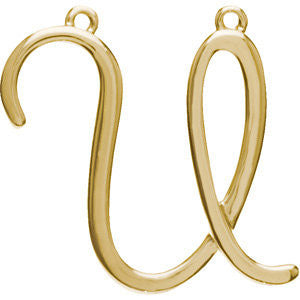 14k Yellow Gold "U" Script Initial