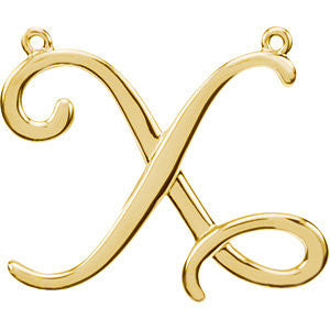 14k Yellow Gold "X" Script Initial