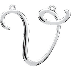 14k White Gold "V" Script Initial