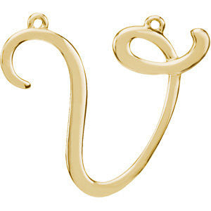 14k Yellow Gold "V" Script Initial