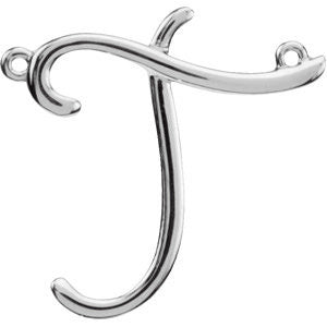 14k White Gold "T" Script Initial