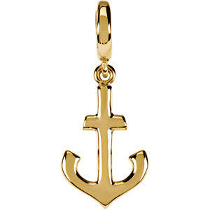 14k Yellow Gold Petite Anchor Charm