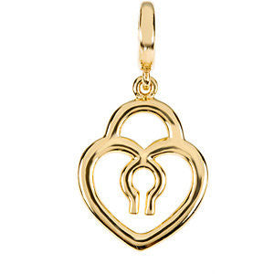 14k Yellow Gold Petite Heart Lock Charm