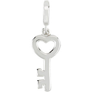 14k White Gold Petite Key Charm