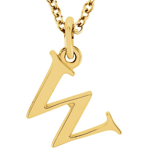 14k Yellow Gold "w" Lowercase Initial 16" Necklace