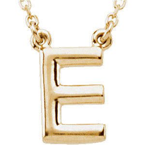 14k Yellow Gold Letter "E" Block Initial 16" Necklace