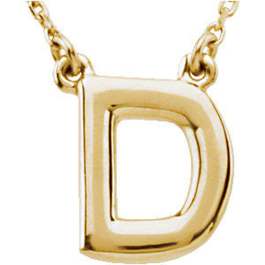 14k Yellow Gold Letter "D" Block Initial 16" Necklace