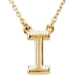 14k Yellow Gold Letter "I" Block Initial 16" Necklace