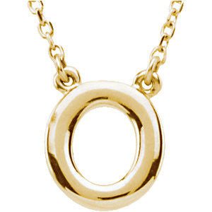 14k Yellow Gold Letter "O" Block Initial 16" Necklace