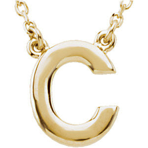 14k Yellow Gold Letter "C" Block Initial 16" Necklace