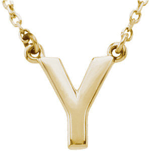 14k Yellow Gold Letter "Y" Block Initial 16" Necklace