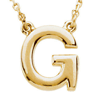 14k Yellow Gold Letter "G" Block Initial 16" Necklace