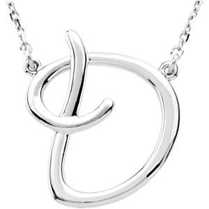 Sterling Silver "D" Script Initial 16" Necklace