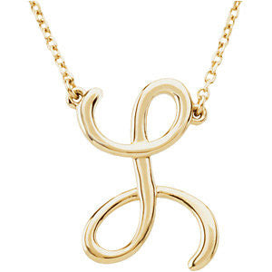 14k Yellow Gold "L" Script Initial 16" Necklace