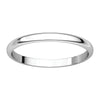 10k White Gold 2mm Half Round Light Band, Size 5.5