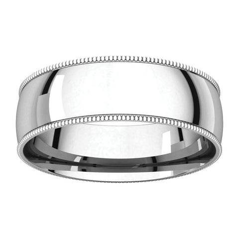 14k White Gold 6mm Light Comfort Fit Milgrain Band , Size 7