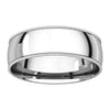 10k White Gold 6mm Light Comfort Fit Milgrain Band , Size 10