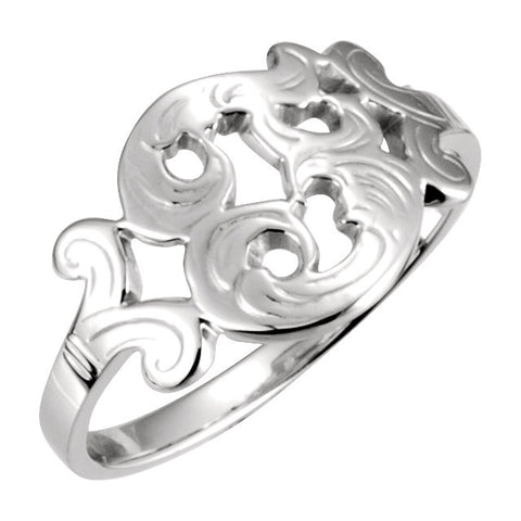 14k White Gold Initial Rings, Size 6