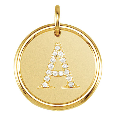 14k Yellow Gold .07 CTW Diamond Initial "A" Pendant