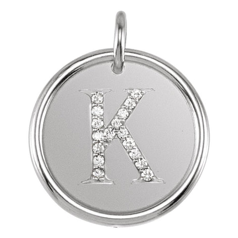 Sterling Silver .08 CTW Diamond Initial "K" Pendant