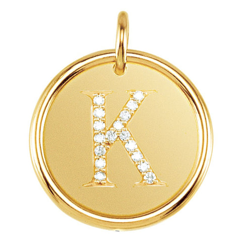 14k Yellow Gold .08 CTW Diamond Initial "K" Pendant