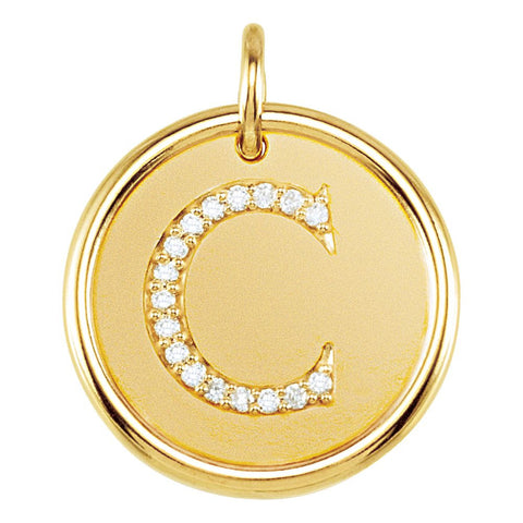 14k Yellow Gold .08 CTW Diamond Initial "C" Pendant