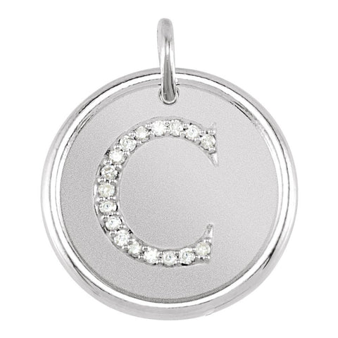 Sterling Silver .08 CTW Diamond Initial "C" Pendant