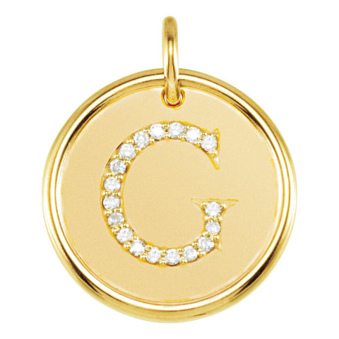 14k Yellow Gold 1/10 CTW Diamond Initial "G" Pendant