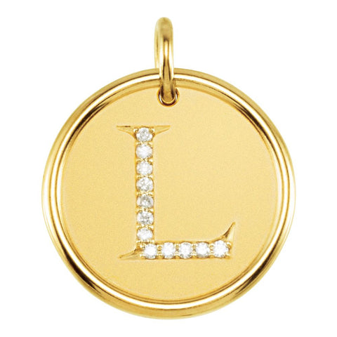 14k Yellow Gold .06 CTW Diamond Initial "L" Pendant