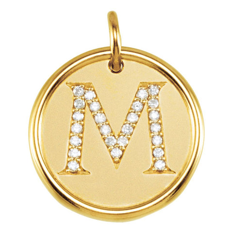 14k Yellow Gold 1/8 CTW Diamond Initial "M" Pendant