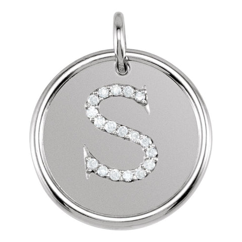 14k White Gold 1/10 CTW Diamond Initial "S" Pendant