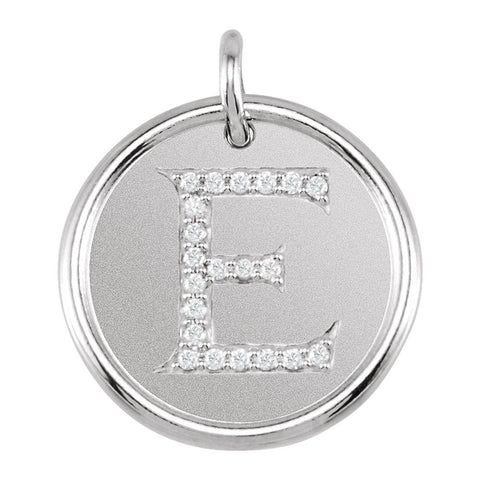 14k White Gold 1/10 CTW Diamond Initial "E" Pendant