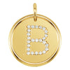 14K Yellow Gold 1/8 CTW Diamond Initial "B" Pendant