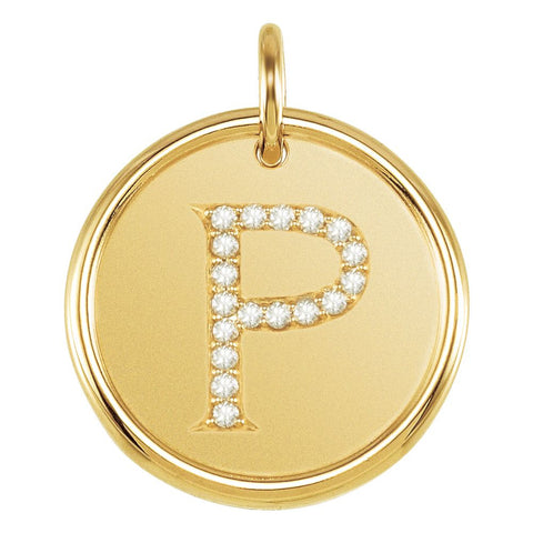 14k Yellow Gold 1/10 CTW Diamond Initial "P" Pendant