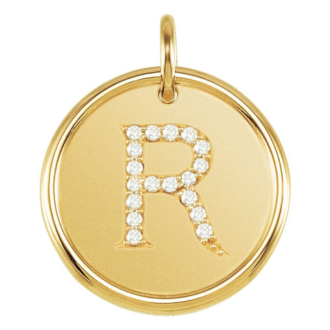 14k Yellow Gold 1/10 CTW Diamond Initial "R" Pendant