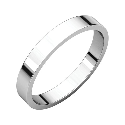 10k White Gold 3mm Flat Band, Size 7