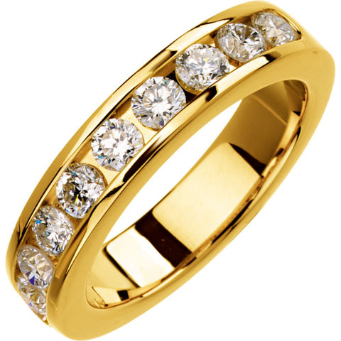 14k Yellow Gold 1 CTW Diamond Anniversary Band , Size 6