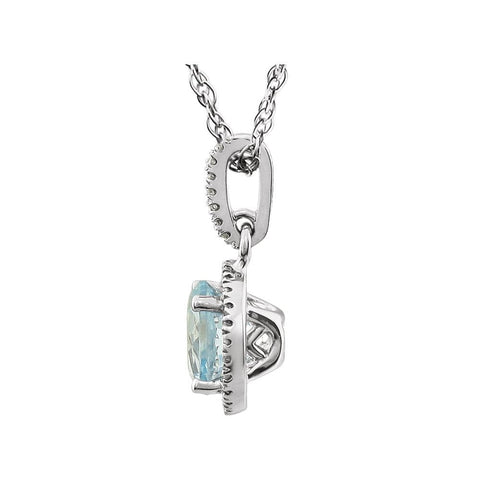 14k White Gold Sky Blue Topaz & 1/10 CTW Diamond 18" Necklace