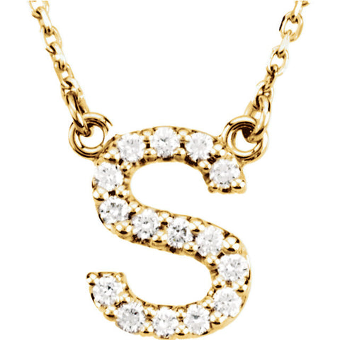 14k Yellow Gold Letter "S" 1/6 CTW Diamond 16" Necklace